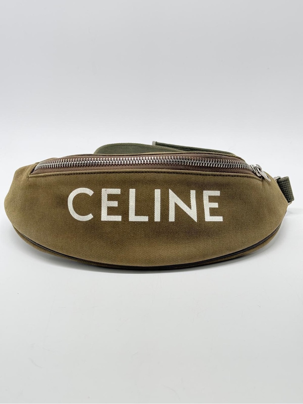 Celine Olive Green Canvas Belt Bag